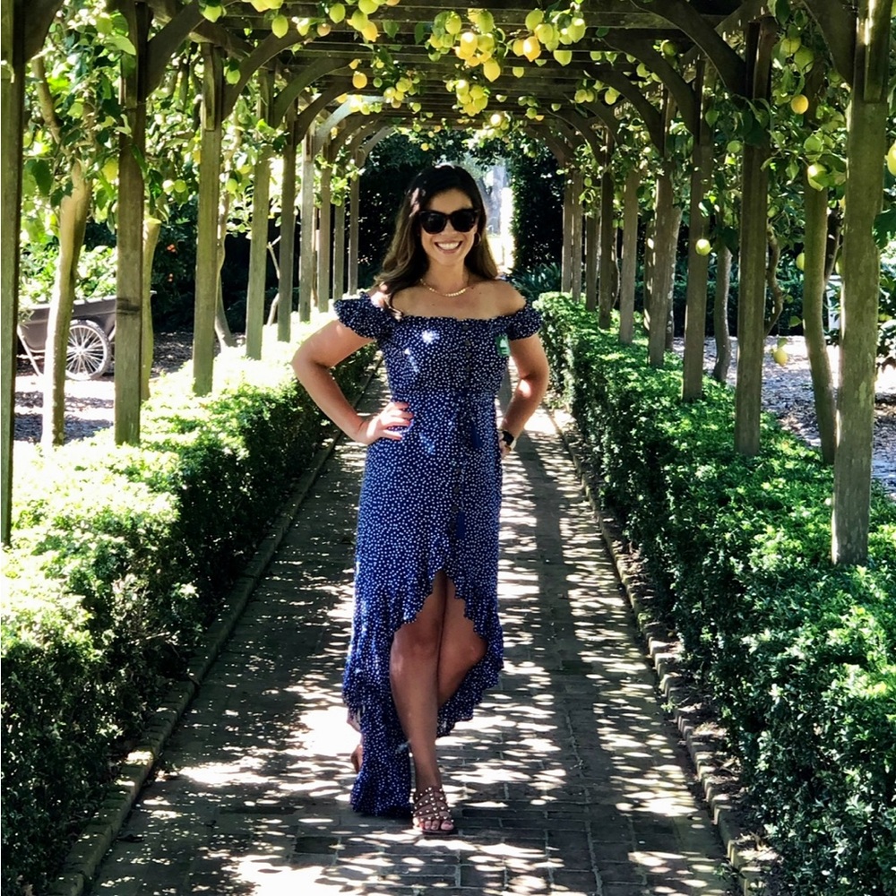 High-low polka dot dress